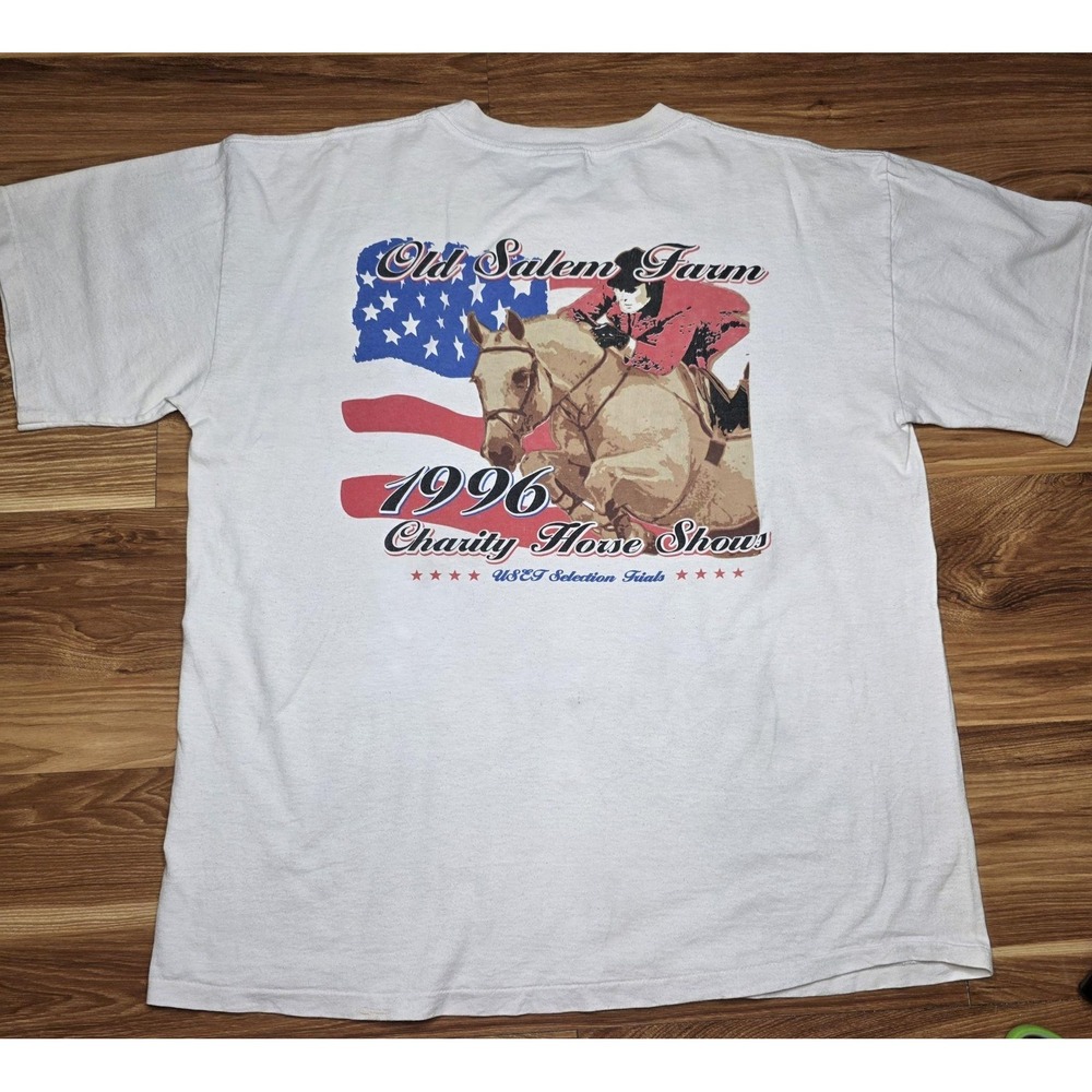 Vintage Old Salem Farm Charity Horse Shirt Mens XL White Signal Sport 1996 USA